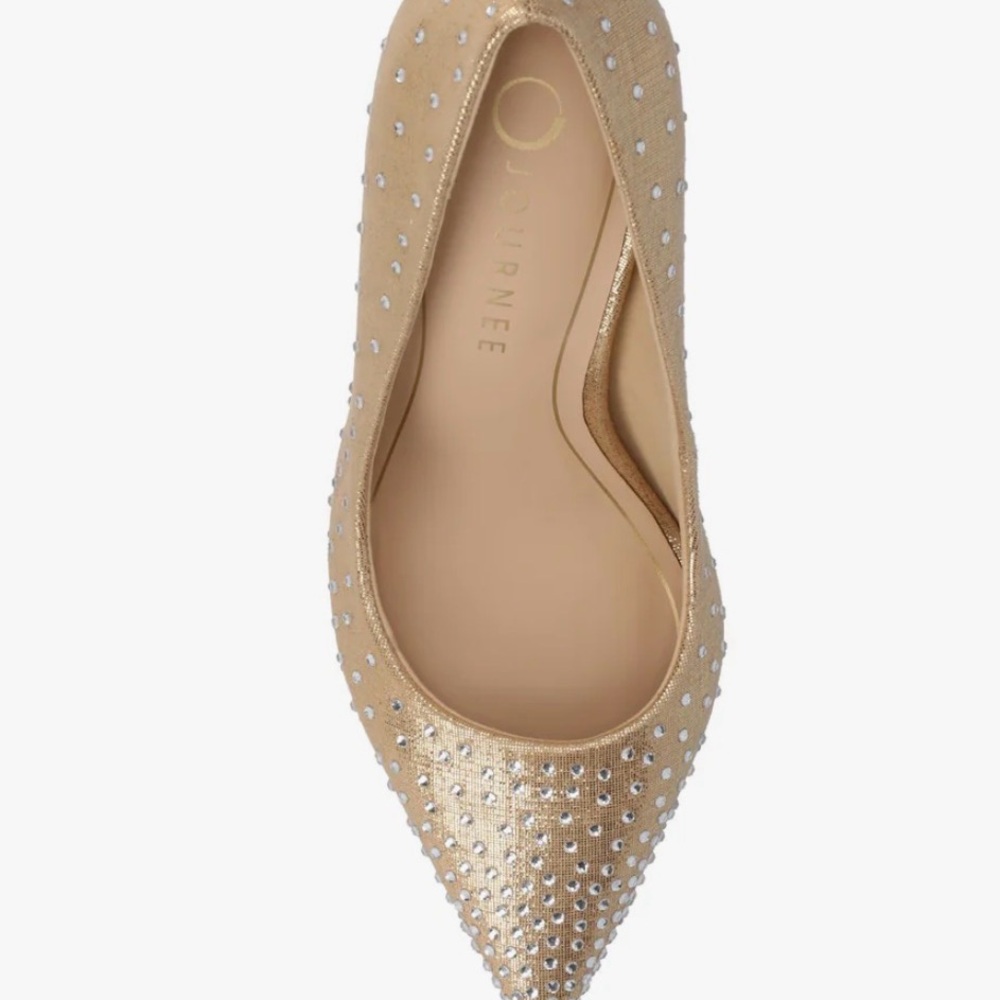 Journee Collection Gold Studded Heels - Picture 5 of 15